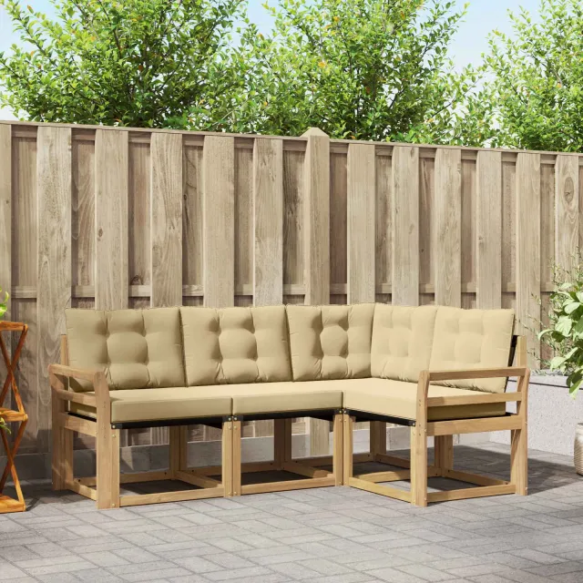 vidaXL Buiten bankenset 4 st 4-zits Wit en Beige