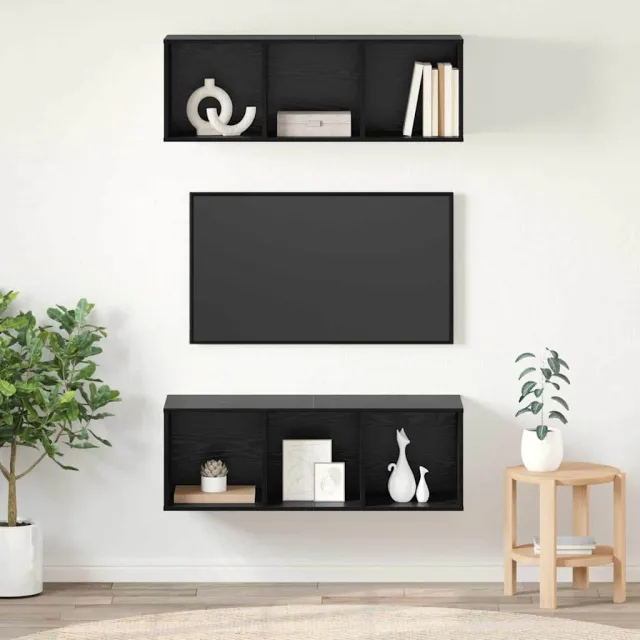 vidaXL Tv-meubelset 2 st 37 x 37 x 107 cm Zwart Eiken