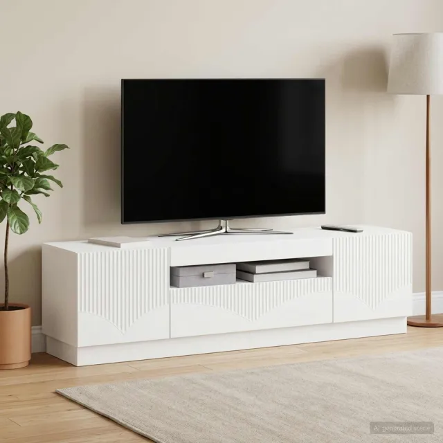 vidaXL LED tv-meubel Wit Bewerkt hout, foto 2
