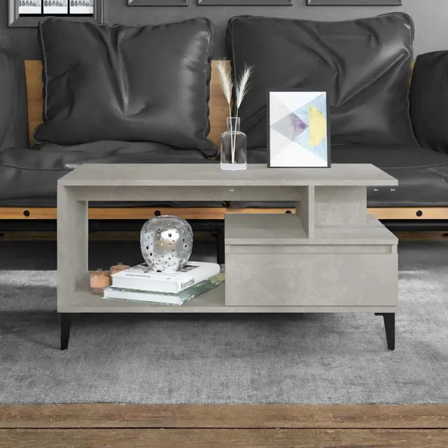 vidaXL Salontafel 90x49x45 cm bewerkt hout betongrijs grijs, foto 2