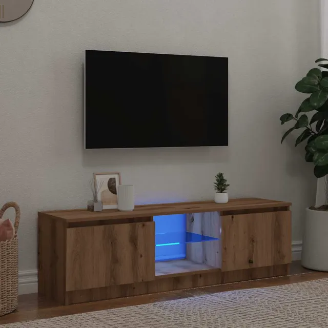 vidaXL Tv-meubel met LED 120x30x36 cm bewerkt hout artisanaal eiken, foto 2