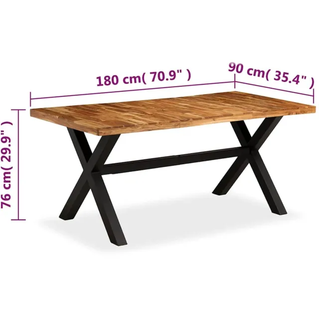 vidaXL Eettafel - 180x90x76 - cm - massief - acacia- en - mangohout Zwart