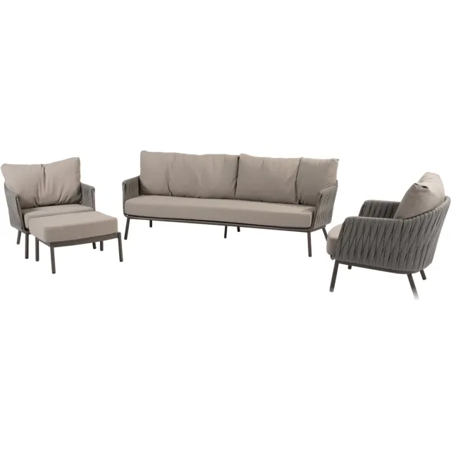 4 Seasons Outdoor Cannes stoel bank loungeset 4 delig organic terre Taste 4SO Bruin / Terre
