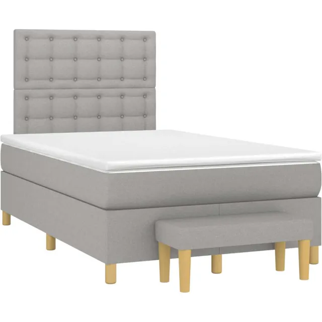 vidaXL Boxspring met matras stof lichtgrijs 120x190 cm grijs