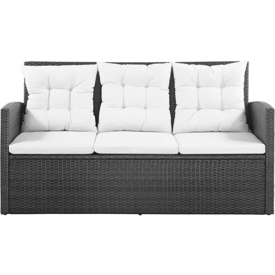 vidaXL 5-delige Loungeset met kussens poly rattan zwart, foto 3