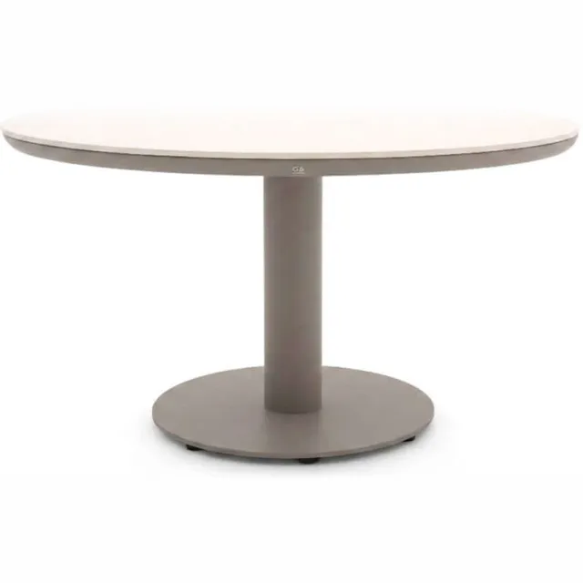 Apple Bee Melville Dining Tafel – Ø140 cm | Sintered Stone Grey | Taupe Onderstel
