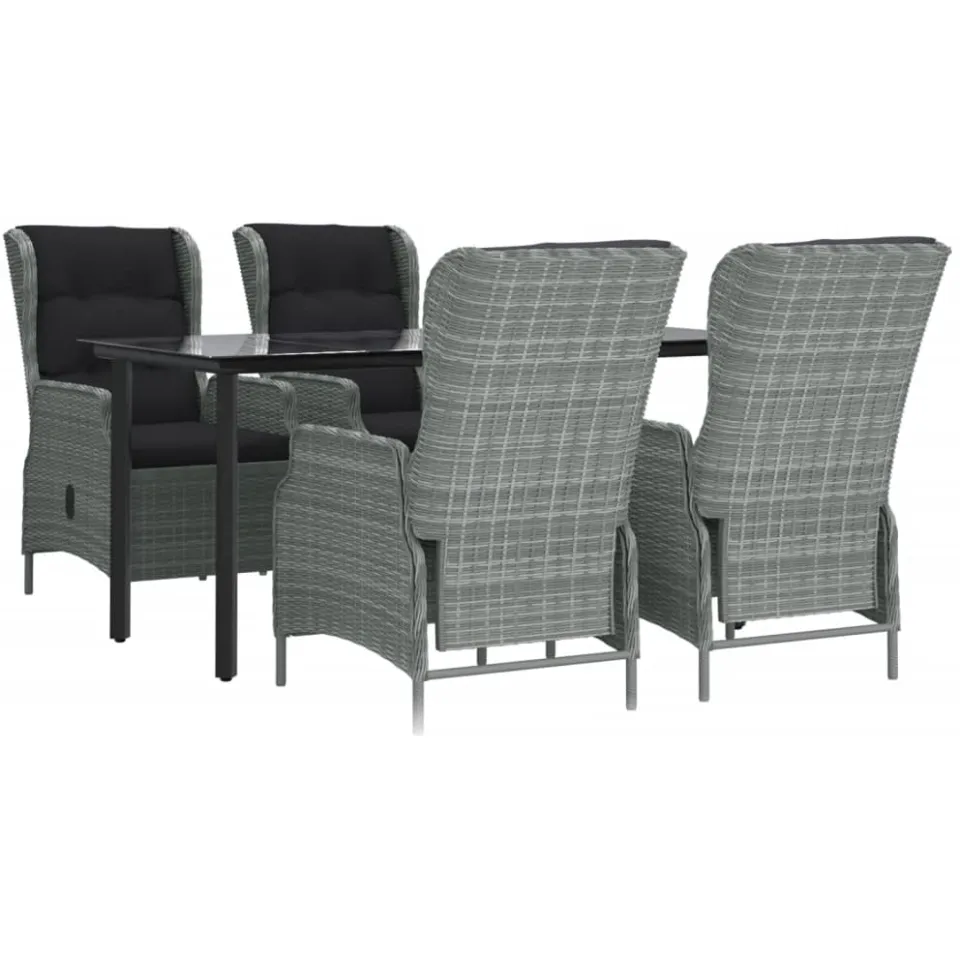 vidaXL 5-delige Tuinset poly rattan lichtgrijs