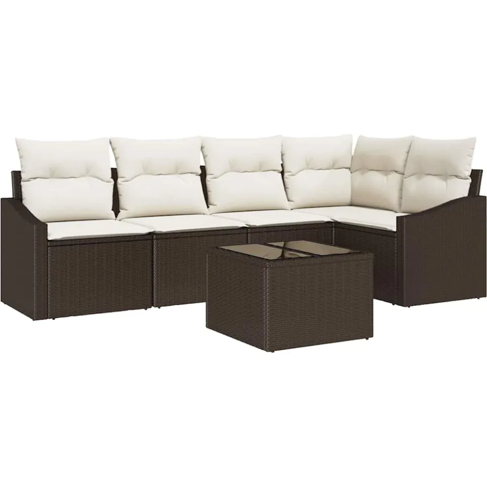 vidaXL Bankstel 6 st Bruin poly rattan
