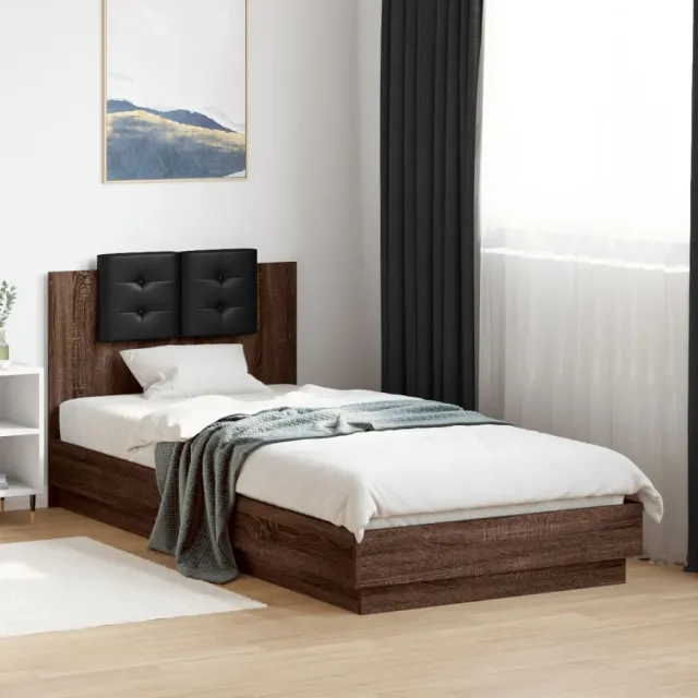 vidaXL Bedframe met hoofdeinde bewerkt hout bruineikenkleur 100x200 cm