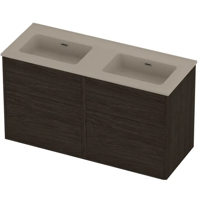 Proline Tribute Badmeubelset Porselein Elegant Zonder Gat 120x46x67 cm Mat Crème Cotton Mokka Oak Eiken