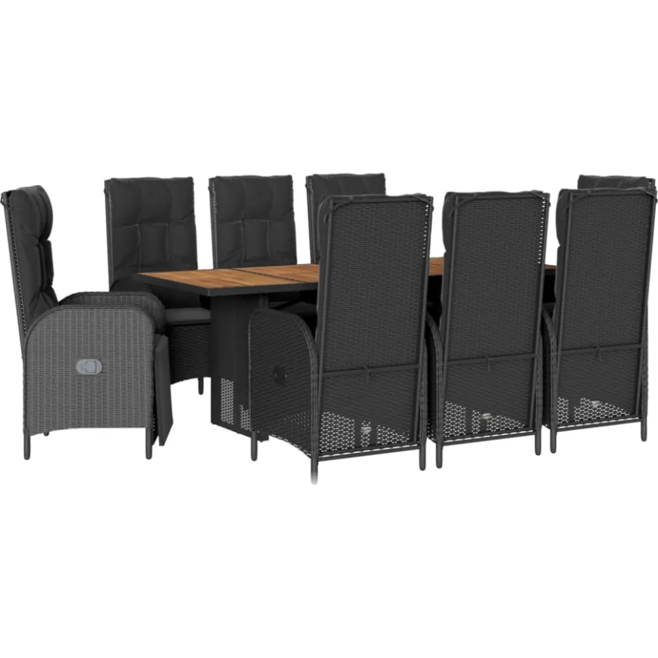 vidaXL 9-delige Tuinset poly rattan zwart, foto 3