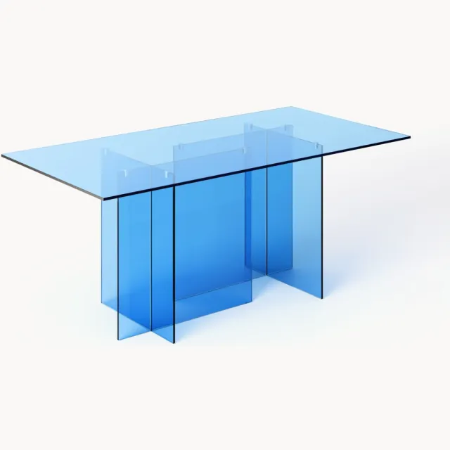 Westwing Collection Glazen eettafel Anouk, in verschillende formaten Transparant, Blauw