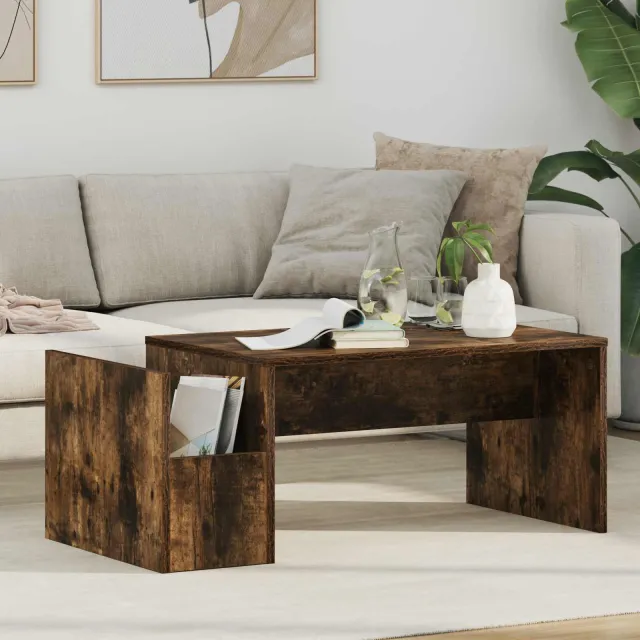 vidaXL Salontafel Gerookt eiken 90 x 45 x 35 cm Bewerkt hout, foto 2
