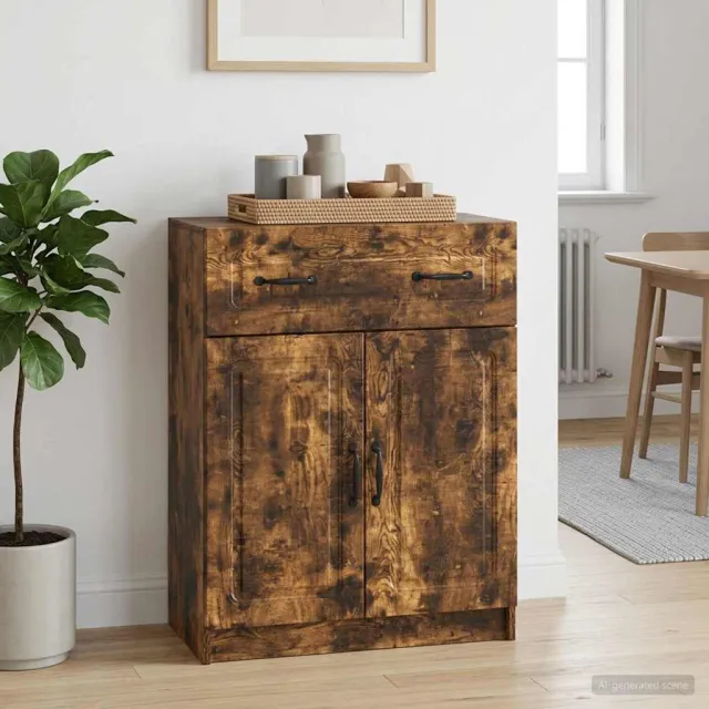 vidaXL Dressoir met lade Gerookt eiken 66 x 34,5 x 87 cm Bewerkt hout Bruin