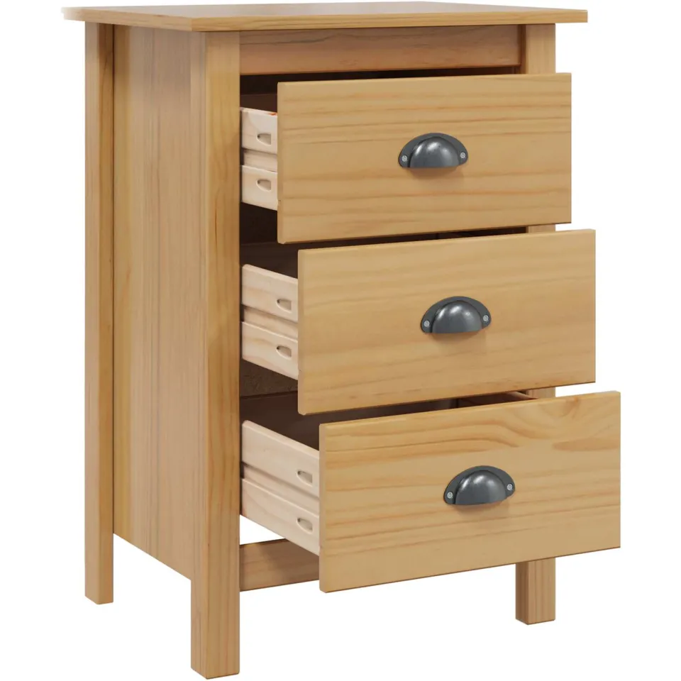 vidaXL Nachtkastje HILL Honingbruin 46 x 35 x 65 cm Massief grenenhout bruin, foto 4