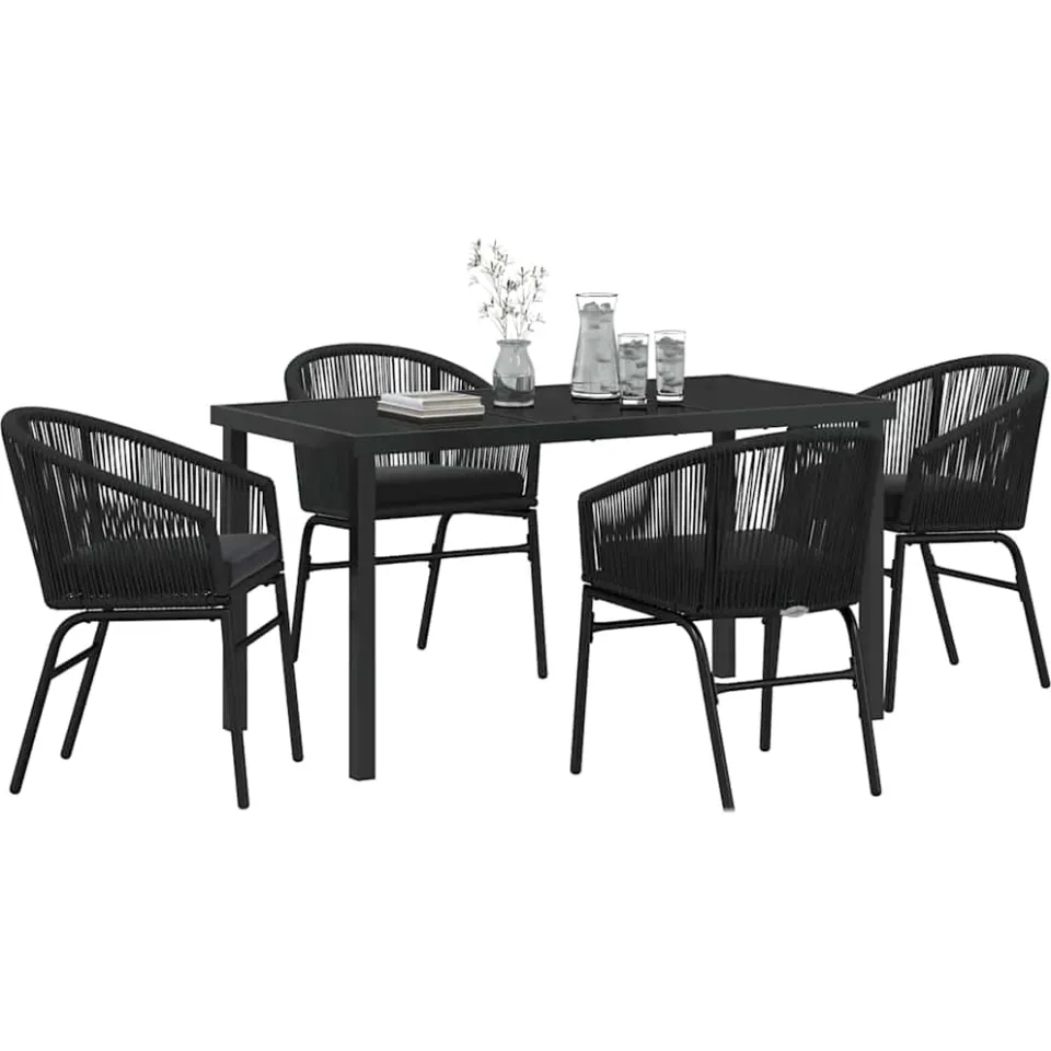 vidaXL Tuin eettafelset 5 st Zwart Gepoedercoat staal