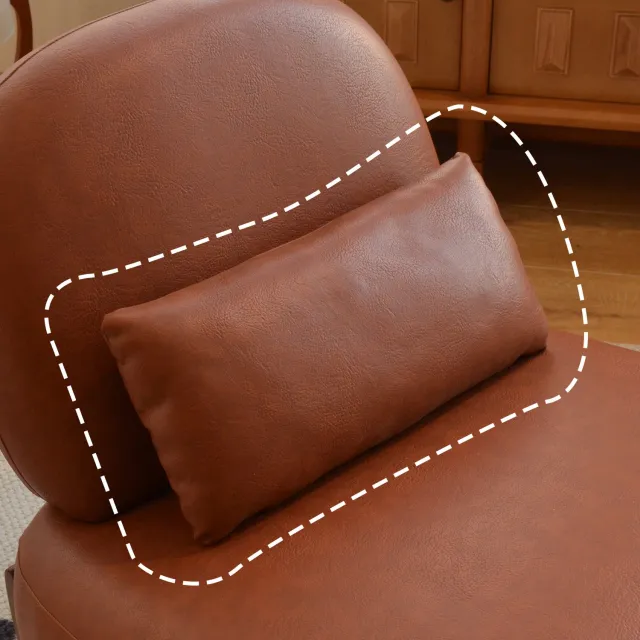 FloraGrace Fauteuil Zonder Armleuningen 72,1 x 86,9 x 69,9 cm - Zachte Zitting - Voor Woonkamer en Slaapkamer - Houten Poten - Bruin