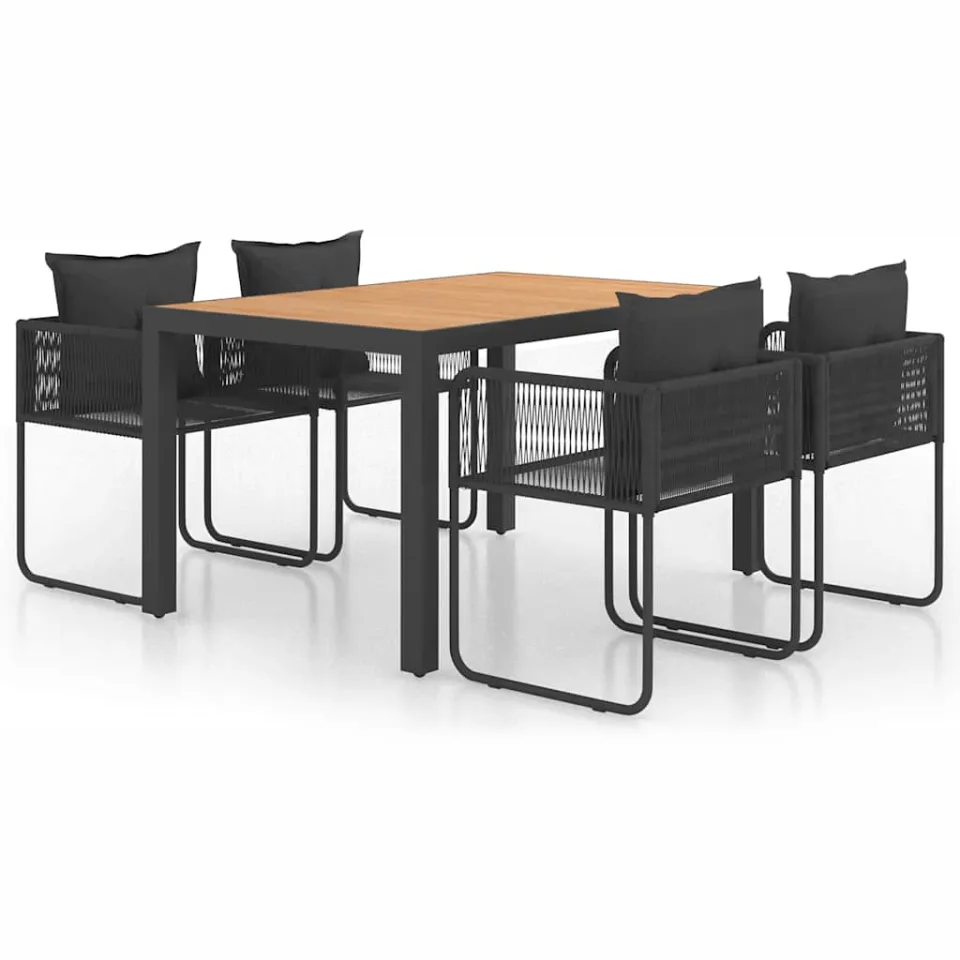 vidaXL 5-delige Tuinset PVC-rattan zwart en bruin