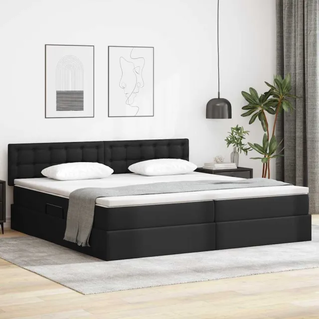 vidaXL Opslag bed met matras met opslag Zwart 200 x 200 cm Nep Leer