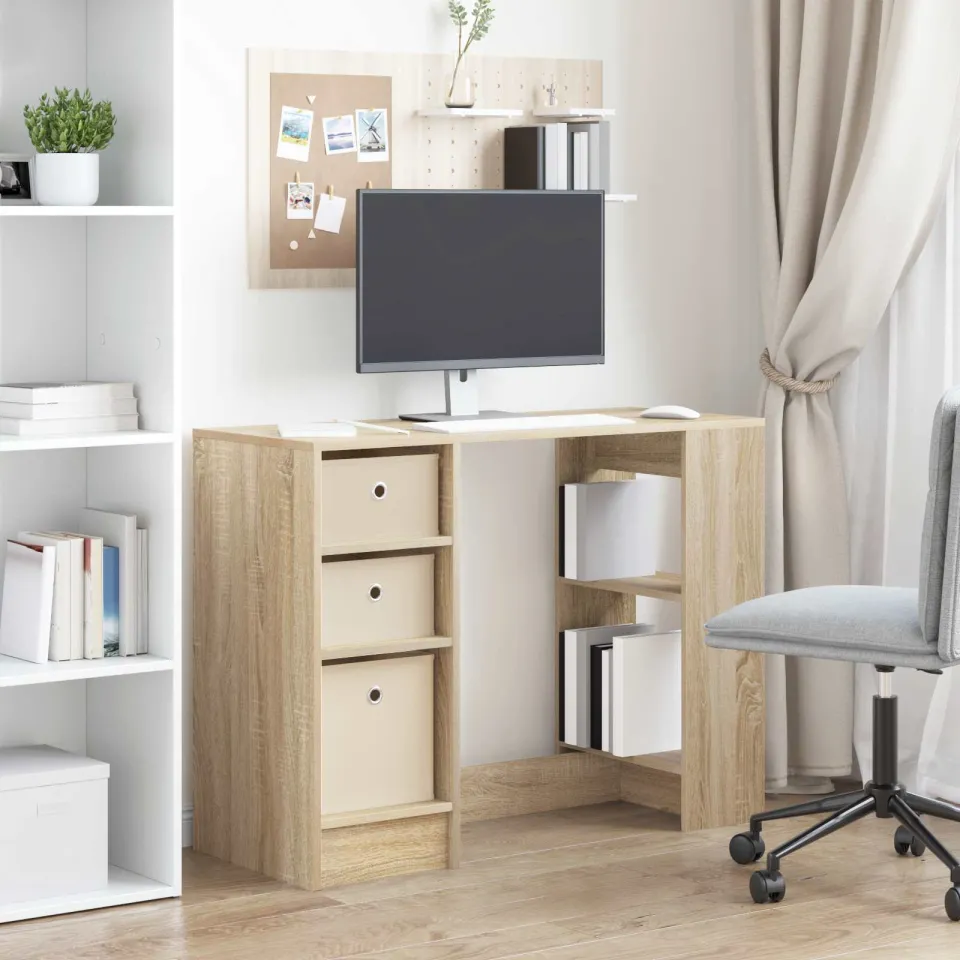 vidaXL Bureau Sonoma Eiken 100 x 40 x 75 cm Bewerkt hout, foto 4