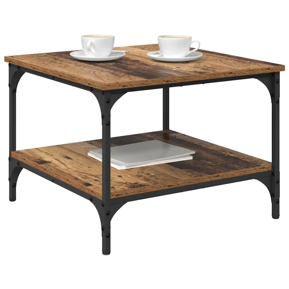 vidaXL Salontafel Oud Hout 55 x 55 x 40 cm Bewerkt hout Bruin