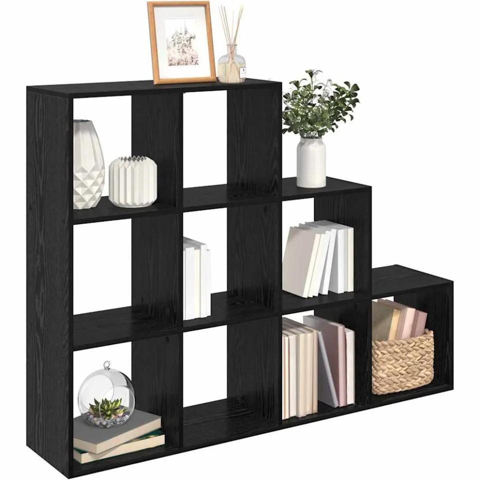 vidaXL Kamerscherm Boekenkast 137,5 x 29 x 103,5 cm Bewerkt hout Zwart