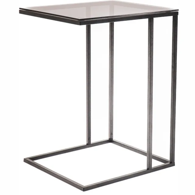 Housevitamin Bijzettafel - Zwart – Bijzettafel bank - 40x35x54.5cm Tafel - Glasplaat