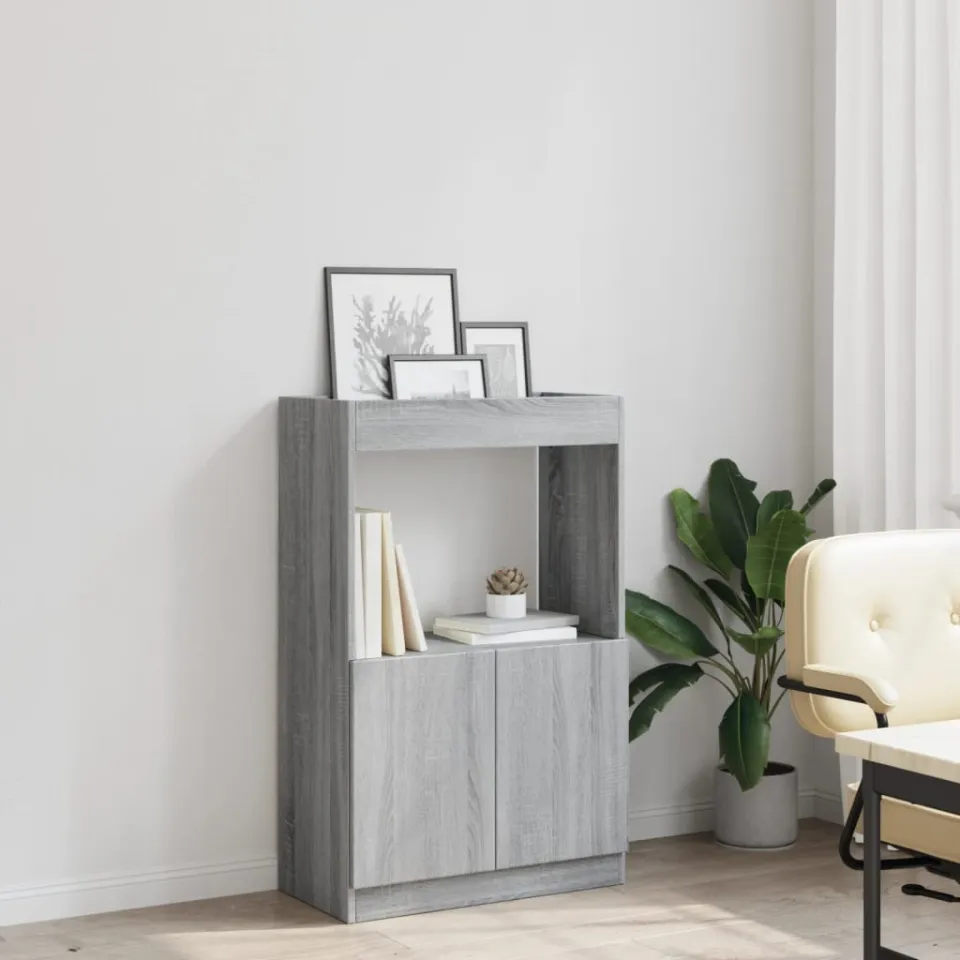 vidaXL Hoge kast 63x33x100 cm bewerkt hout grijs sonoma eikenkleurig, foto 4