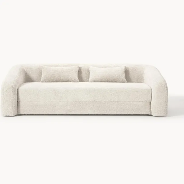 Westwing Collection Slaapbank Eliot (3-zits) uit teddy-bouclé Wit