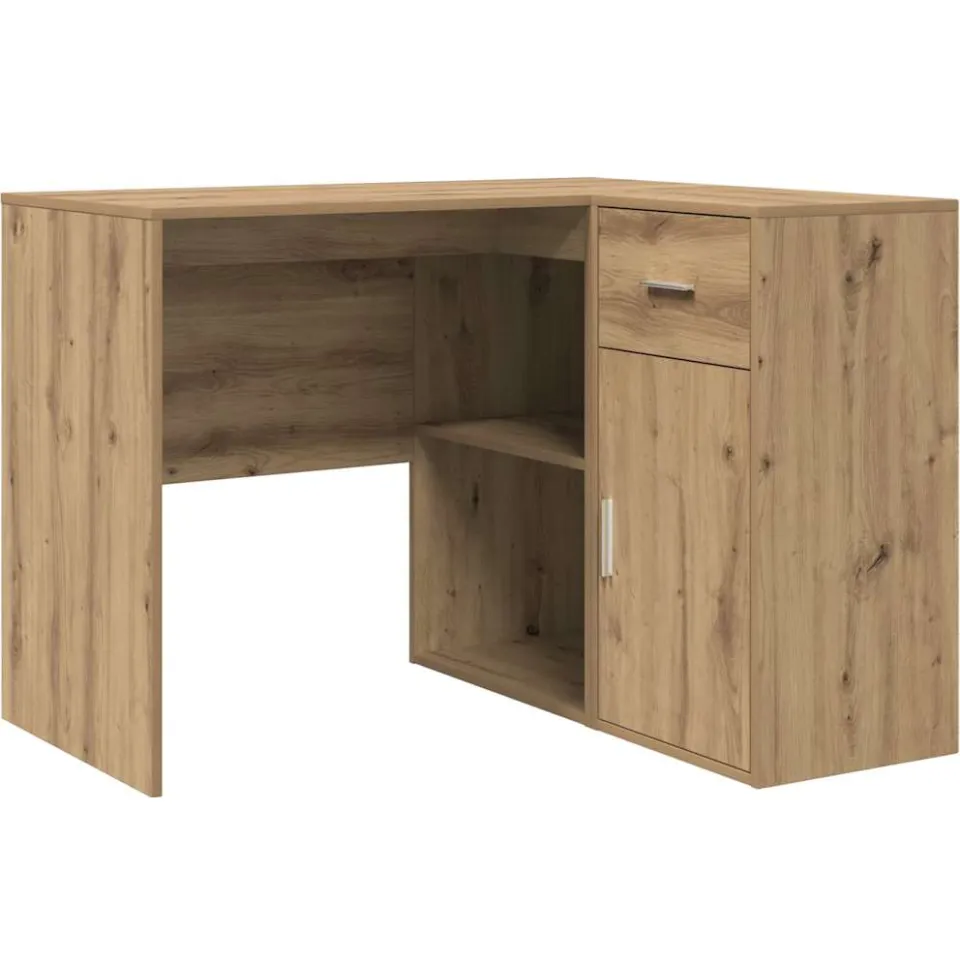 vidaXL Hoekbureau met lade met plank Artisan Eiken 102 x 88 x 75 cm, foto 3