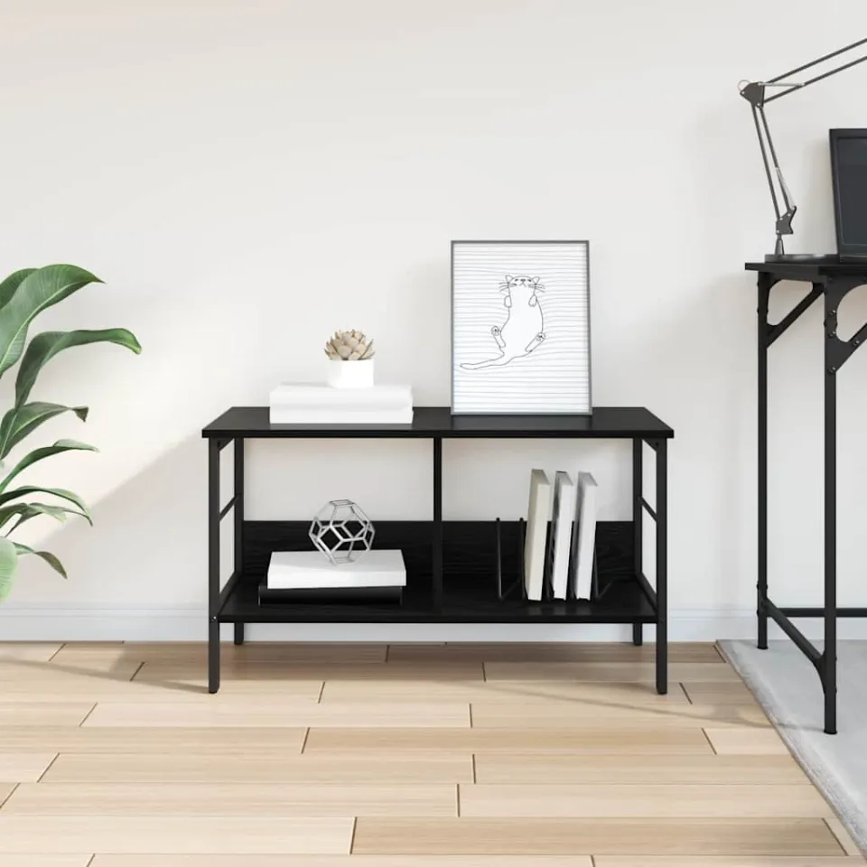 vidaXL Boekenkast 2-laags 82 x 32 x 47 cm Bewerkt hout Zwart Eiken, foto 4