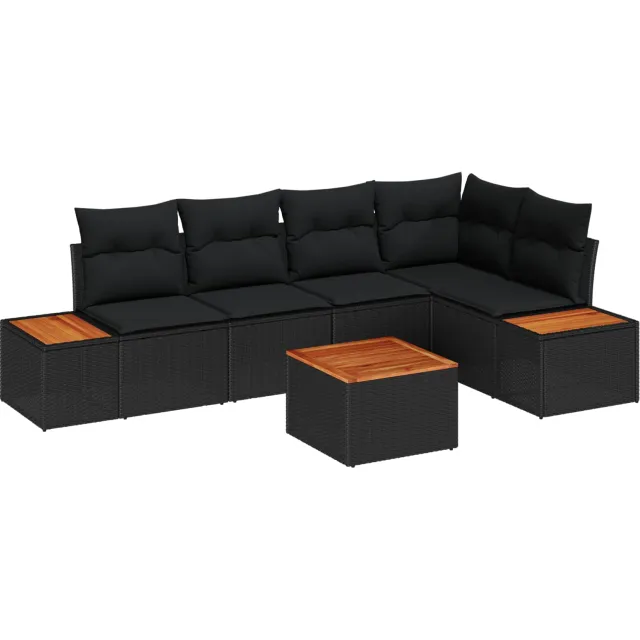 vidaXL Tuinbankenset 6 st Zwart Poly riet