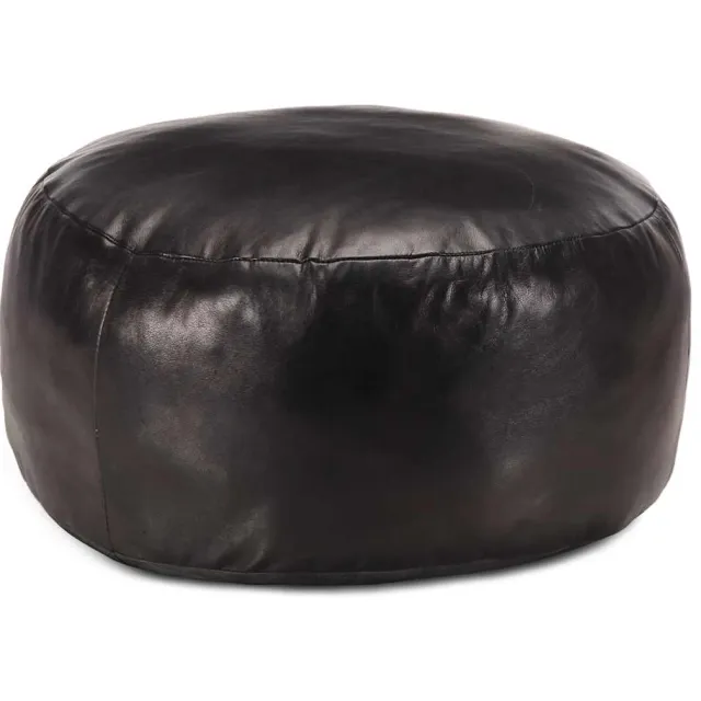 vidaXL Poef 60x30 cm echt geitenleer zwart