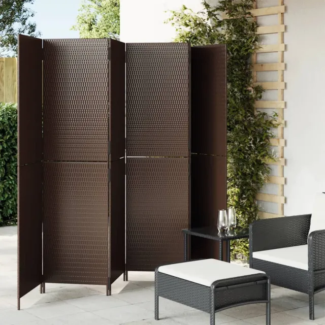 vidaXL Kamerscherm 6 panelen poly rattan bruin, foto 2