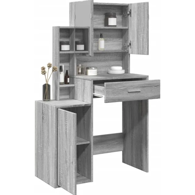 vidaXL Kaptafel met kastje 80x35x132 cm grijs sonoma eikenkleurig