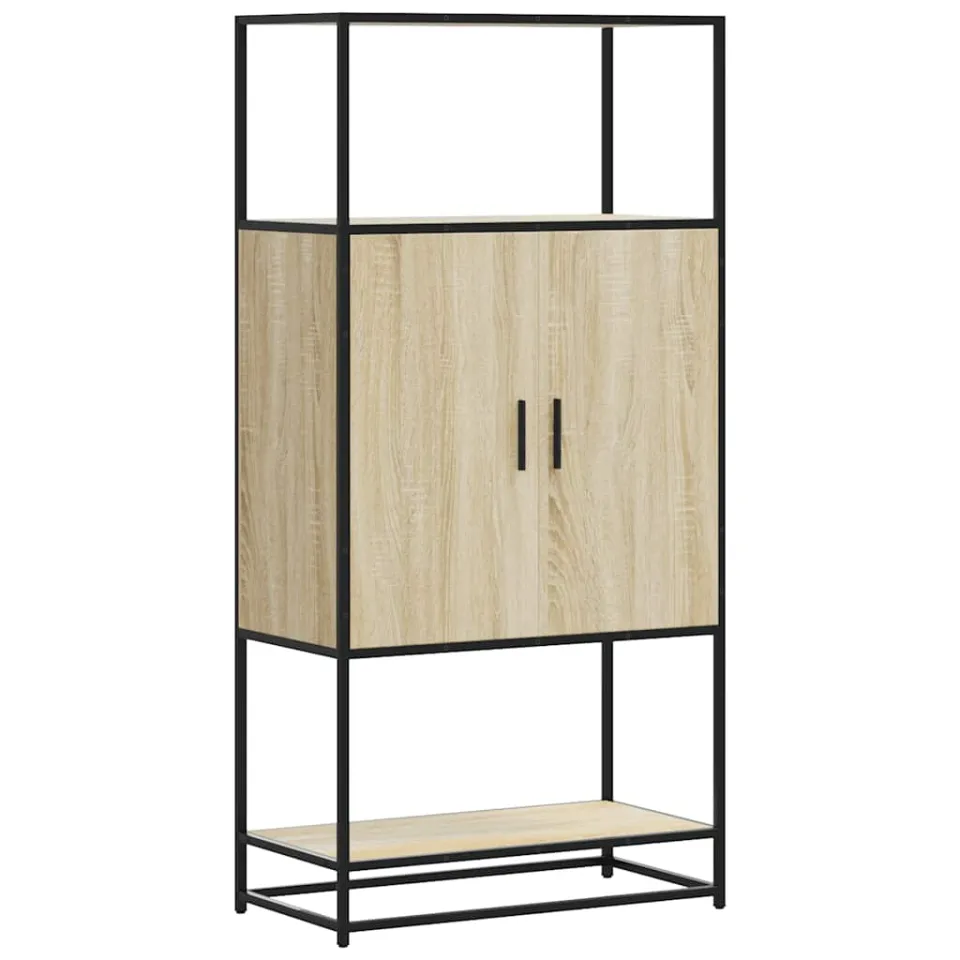 vidaXL Hoge kast 68x35x139 cm bewerkt hout en metaal sonoma eikenkleur, foto 3