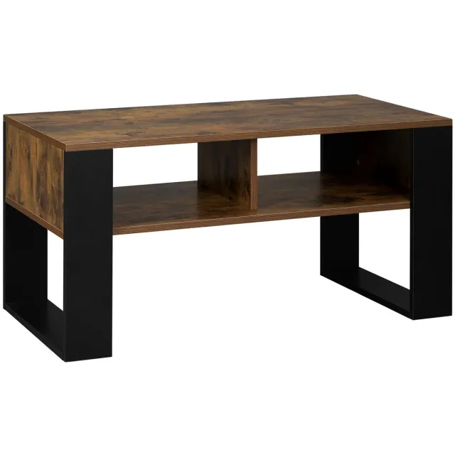 RosaBloom salontafel - Bijzettafel - Tafel - Banktafel - Met Opbergruimte - 90x45x45cm - Industrieel - Zwart/bruin