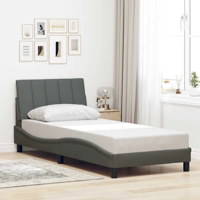 vidaXL Bedframe zonder matras "Hanko" 90x190 cm stof donkergrijs