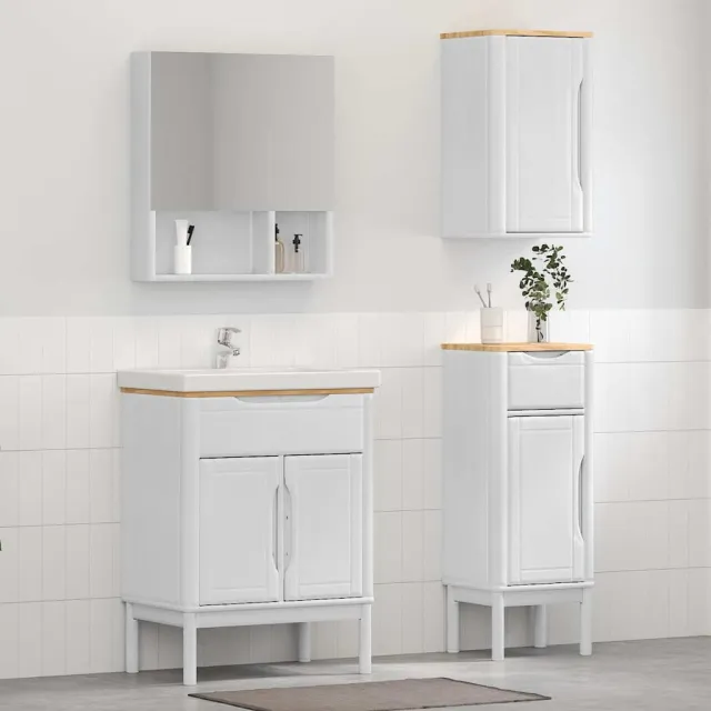 vidaXL Badkamermeubelset FLORO 3 st Wit Massief Vurenhout