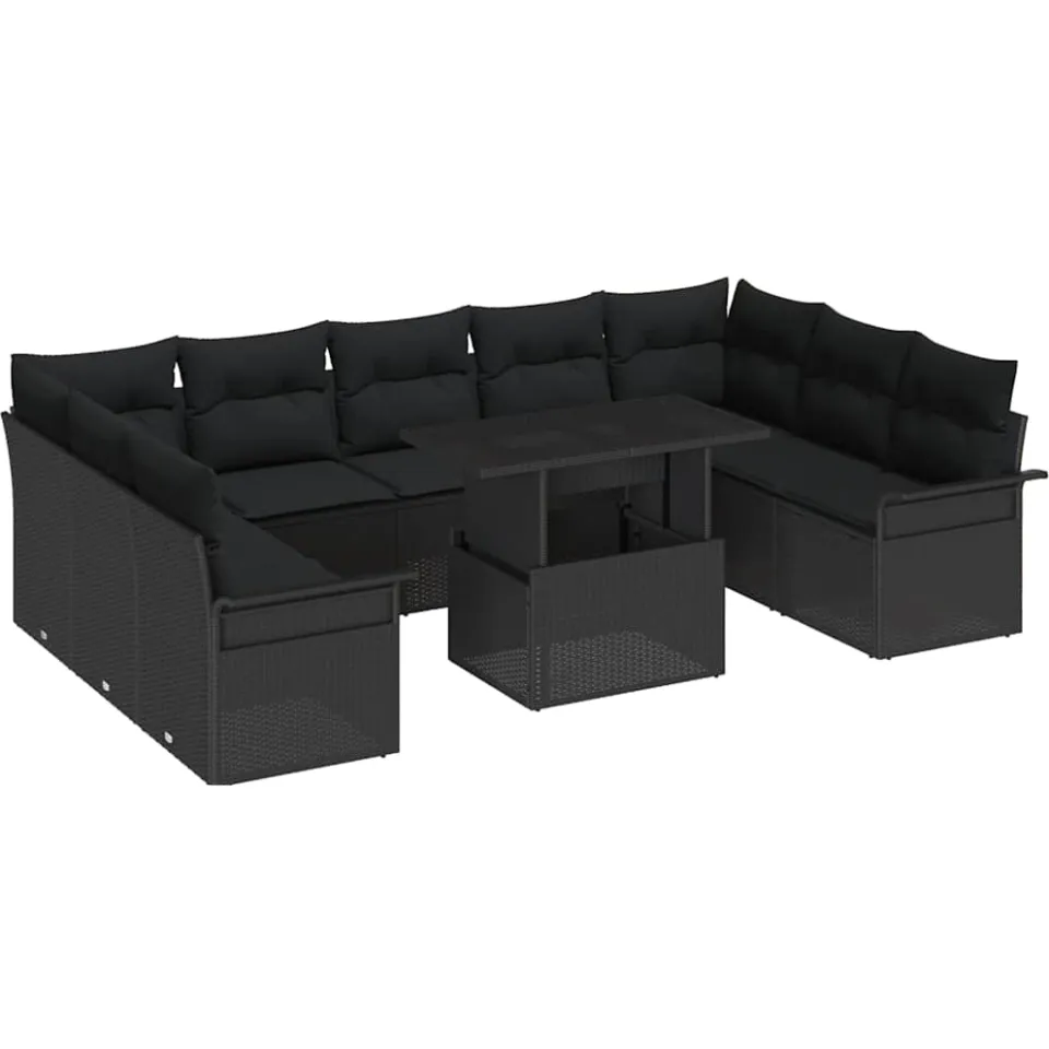 vidaXL Tuin Sofa Set 10 st Zwart Poly riet