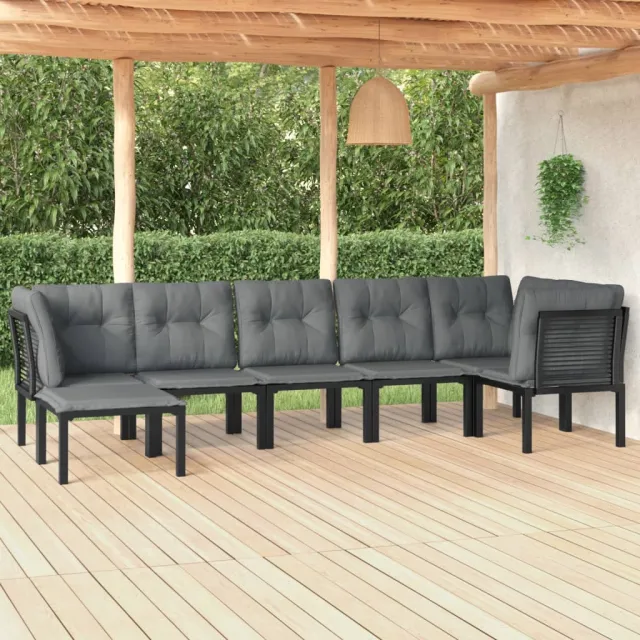 vidaXL 7-delige Loungeset poly rattan zwart en grijs, foto 2