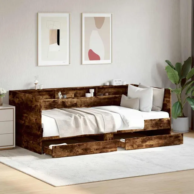vidaXL Slaapbank met lades zonder matras 100x200 cm gerookt eikenkleur