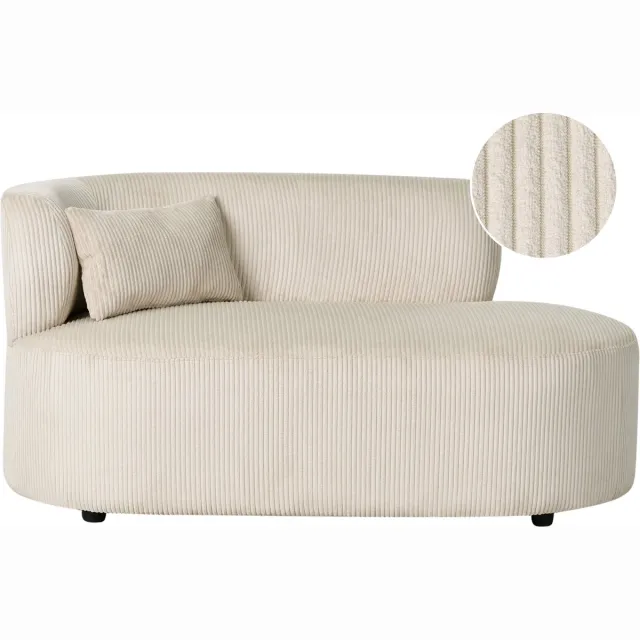 Beliani VANVEY - Chaise longue - Beige - Linkszijdig - Corduroy