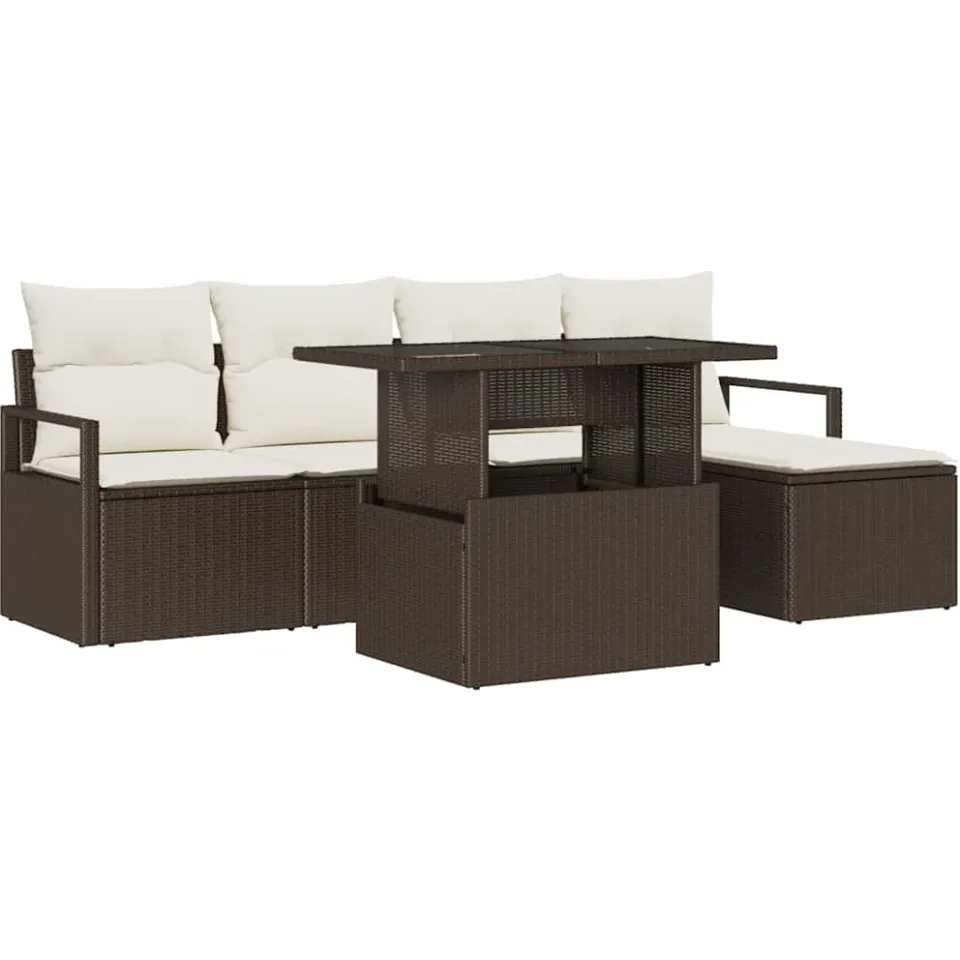 vidaXL Tuin Sofa Set 6 st Bruin Poly riet