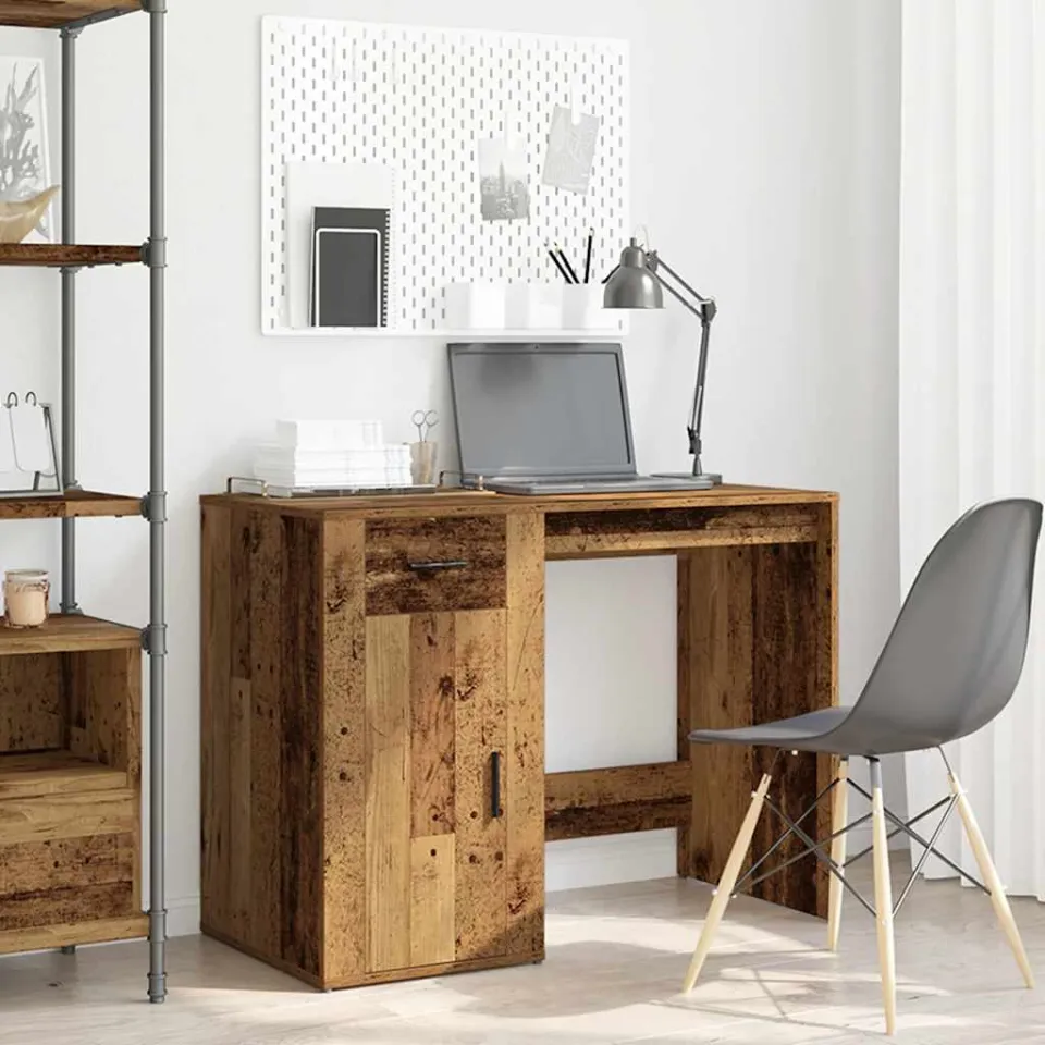 vidaXL Bureau 100x49x75 cm bewerkt hout oud houtkleurig bruin, foto 2