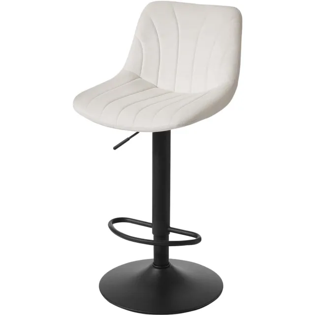 Klarven Barkrukken Set van 2 Fluweel Wit - Barkrukken met Rugleuning - Draaibare Barkruk 360° - Bar Stool - Traploze Hoogteverstelling - Draagvermogen 120 kg