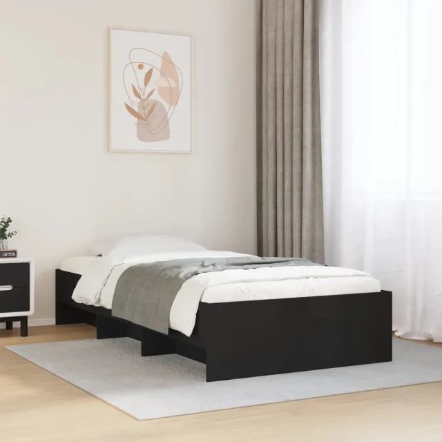 vidaXL Bedframe bewerkt hout zwart 100x200 cm