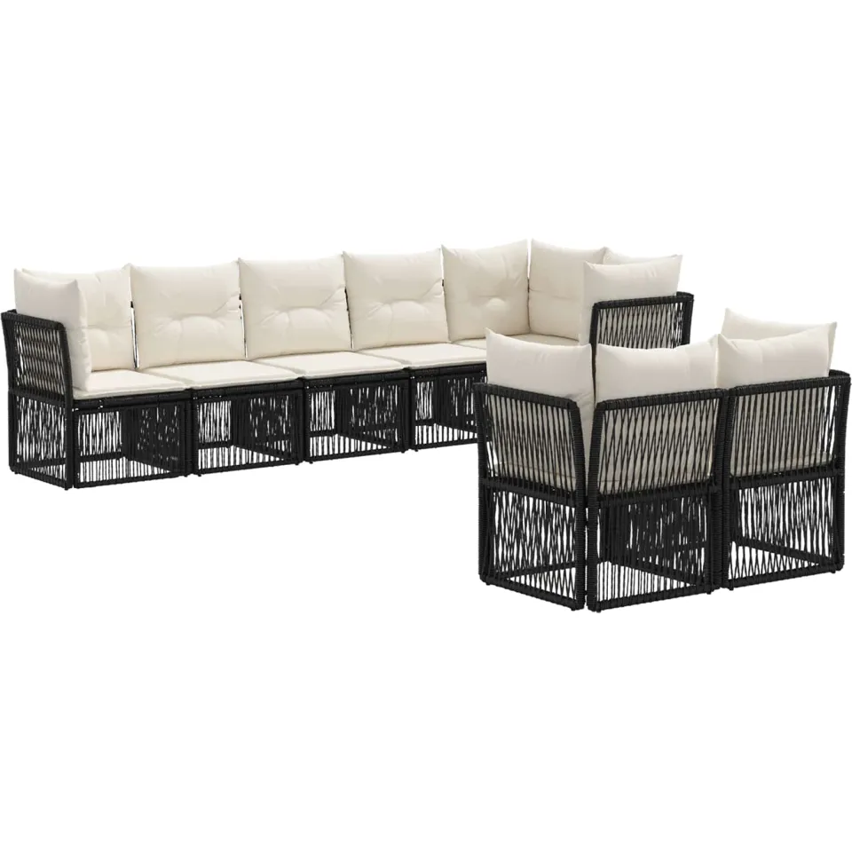 vidaXL Tuinbankenset 8 st 8-zits Zwart poly rattan, foto 3