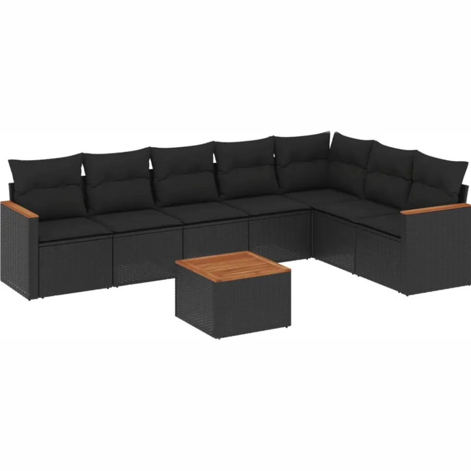 vidaXL Patio Sofa Set 8-zits Black, foto 3