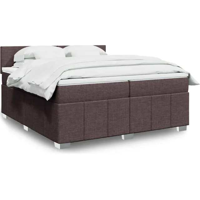 vidaXL Boxspring met matras stof donkerbruin 200x200 cm bruin